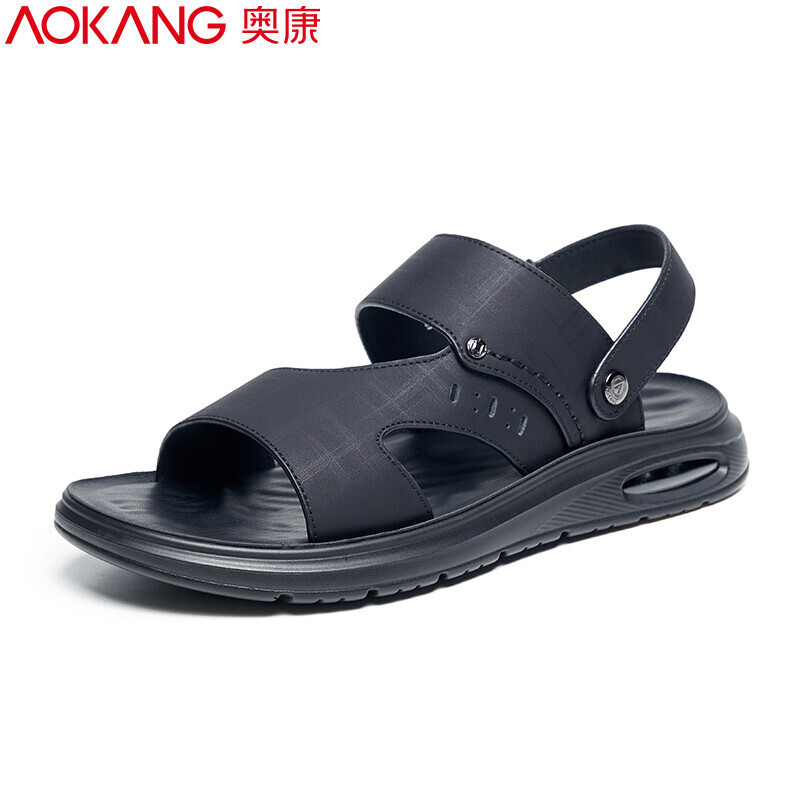 奥康凉鞋夏季新款透气男士凉鞋牛皮休...